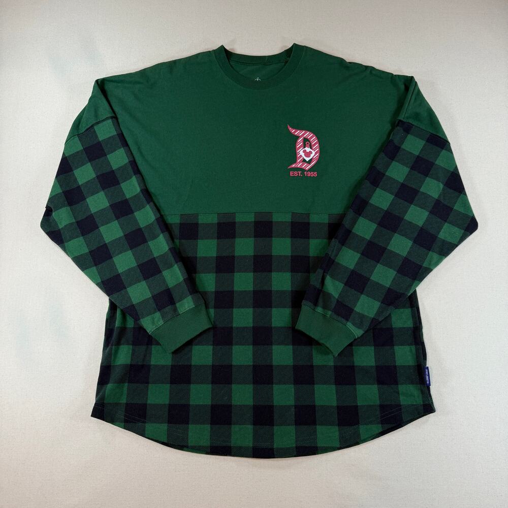 Disneyland Resort Green Plaid Peppermint Christmas Spirit Jersey Shirt Medium M
